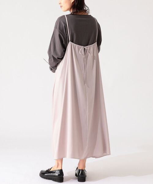 B:MING by BEAMS（ビーミングバイビームス）の「B:MING by BEAMS / サテン キャミソール ワンピース 21AW（ワンピース・レディース・ベージュ/ブラウン/ミント・SMALL/MEDIUM）」の7枚目の写真