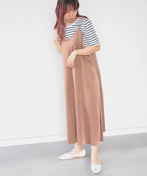 B:MING by BEAMS（ビーミングバイビームス）の「B:MING by BEAMS / サテン キャミソール ワンピース 21AW（ワンピース・レディース・ベージュ/ブラウン/ミント・SMALL/MEDIUM）」の2枚目の写真