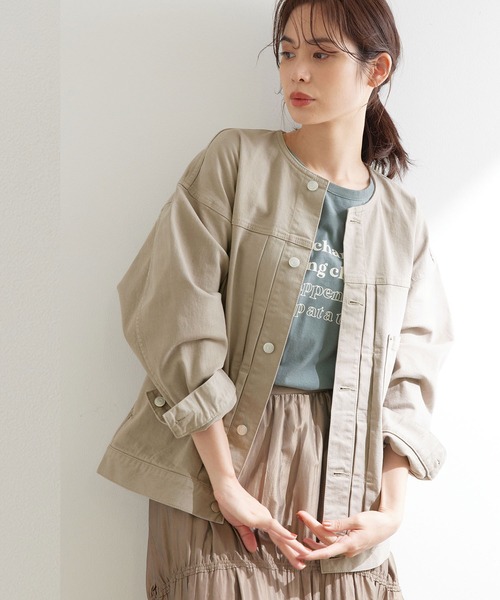 ROPE'（ロペ）の「【一部WEB限定】【セットアップ対応】クルーネックデニムGジャン（デニムジャケット・レディース・ベージュ/グレー/ブルー/ブルー系その他4・38）」の2枚目の写真