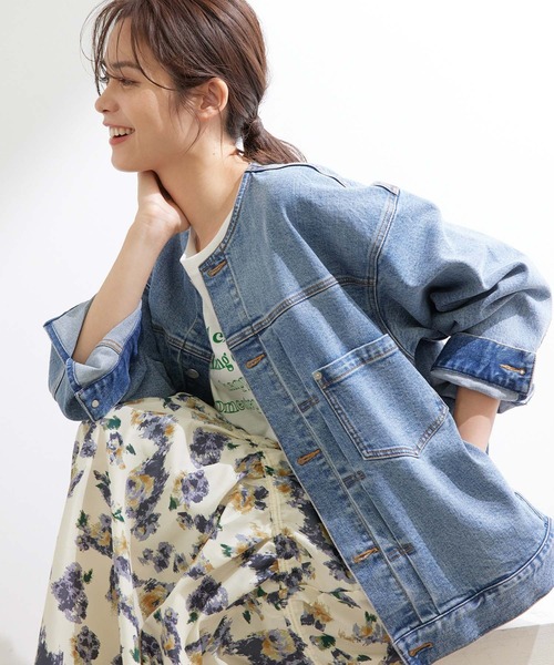 ROPE'（ロペ）の「【一部WEB限定】【セットアップ対応】クルーネックデニムGジャン（デニムジャケット・レディース・ベージュ/グレー/ブルー/ブルー系その他4・38）」の3枚目の写真