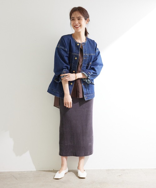 ROPE'（ロペ）の「【一部WEB限定】【セットアップ対応】クルーネックデニムGジャン（デニムジャケット・レディース・ベージュ/グレー/ブルー/ブルー系その他4・38）」の22枚目の写真