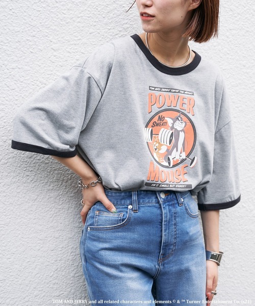 CIAOPANIC TYPY（チャオパニックティピー）の「【TOMandJERRY/トムとジェリー】リンガーTee（Tシャツ/カットソー・メンズ・オフホワイト/グレー/イエロー・L/M/S）」の6枚目の写真