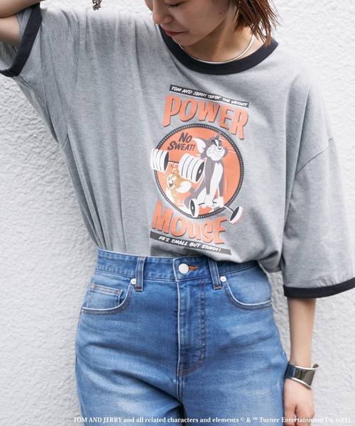 CIAOPANIC TYPY（チャオパニックティピー）の「【TOMandJERRY/トムとジェリー】リンガーTee（Tシャツ/カットソー・メンズ・オフホワイト/グレー/イエロー・L/M/S）」の7枚目の写真