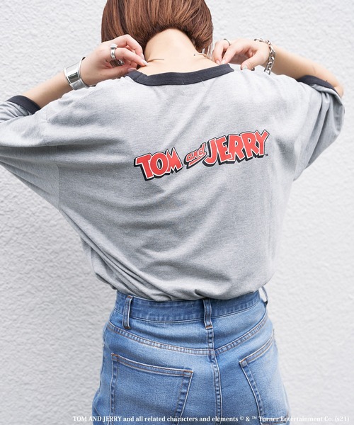 CIAOPANIC TYPY（チャオパニックティピー）の「【TOMandJERRY/トムとジェリー】リンガーTee（Tシャツ/カットソー・メンズ・オフホワイト/グレー/イエロー・L/M/S）」の9枚目の写真