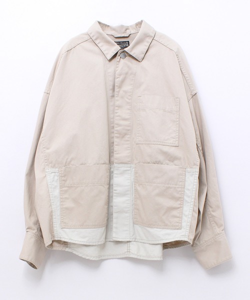 RNA-N（アールエヌエーエヌ）の「J1986 ヘリンボン/オックスカバーオール（カバーオール・レディース・ライトベージュ/オリーブ/キャメル・MEDIUM）」の2枚目の写真