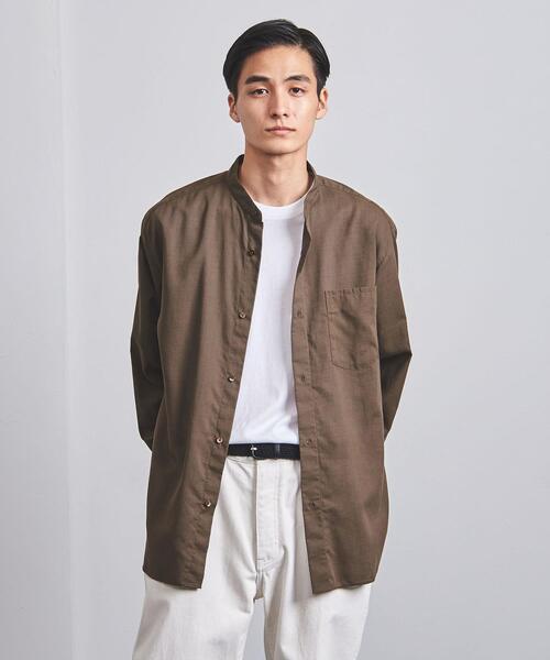 UNITED ARROWS(ユナイテッドアローズ)の「<UNITED ARROWS> コットン/ウール バンドカラー シャツ(シャツ/ブラウス・メンズ・ダークブラウン/ダークグレー/ロイヤルブルー・SMALL/MEDIUM/LARGE/X-LARGE)」の2枚目の写真