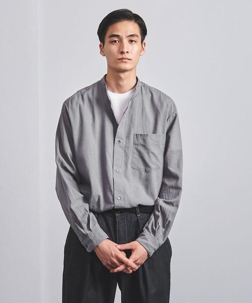 UNITED ARROWS(ユナイテッドアローズ)の「<UNITED ARROWS> コットン/ウール バンドカラー シャツ(シャツ/ブラウス・メンズ・ダークブラウン/ダークグレー/ロイヤルブルー・SMALL/MEDIUM/LARGE/X-LARGE)」の4枚目の写真