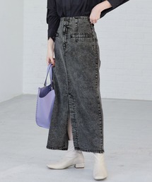 VIS | ストレッチで履き心地の良い、ハイウエストタイトスカート【sustainable】(デニムスカート)