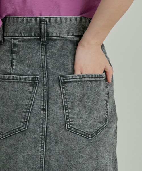 VIS（ビス）の「ストレッチで履き心地の良い、ハイウエストタイトスカート【sustainable】（デニムスカート・レディース・グレー系その他/ネイビー/ブルー・S/M/SS）」の11枚目の写真