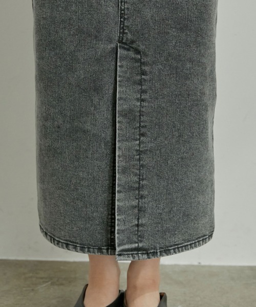 VIS（ビス）の「ストレッチで履き心地の良い、ハイウエストタイトスカート【sustainable】（デニムスカート・レディース・グレー系その他/ネイビー/ブルー・S/M/SS）」の14枚目の写真