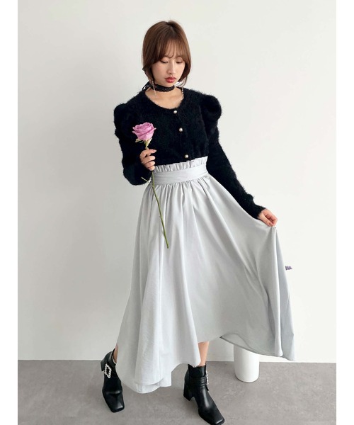 Honey Salon(ハニーサロン)の「ハイウエストフリルスカート(スカート・レディース・ライトグレー/ブラウン・FREE)」の10枚目の写真