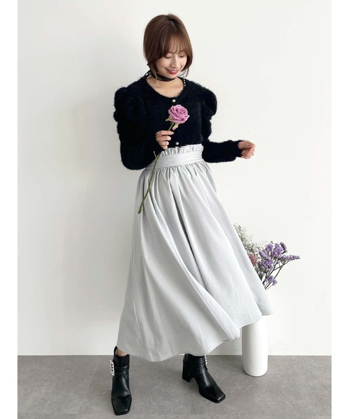 Honey Salon(ハニーサロン)の「ハイウエストフリルスカート(スカート・レディース・ライトグレー/ブラウン・FREE)」の11枚目の写真