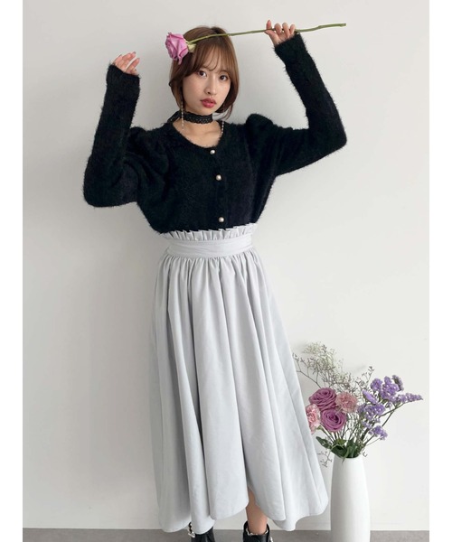 Honey Salon(ハニーサロン)の「ハイウエストフリルスカート(スカート・レディース・ライトグレー/ブラウン・FREE)」の12枚目の写真