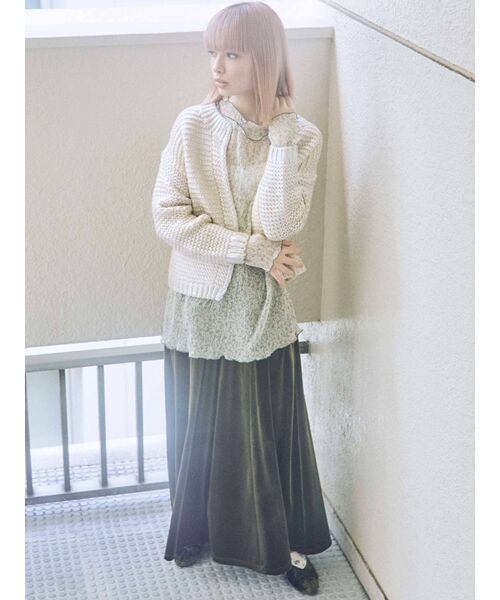 merry jenny（メリージェニー）の「【セットアップ】ベロアハイウエストロングスカート（スカート・レディース・ブラック/パープル/ブラウン/カーキ・FREE）」の15枚目の写真