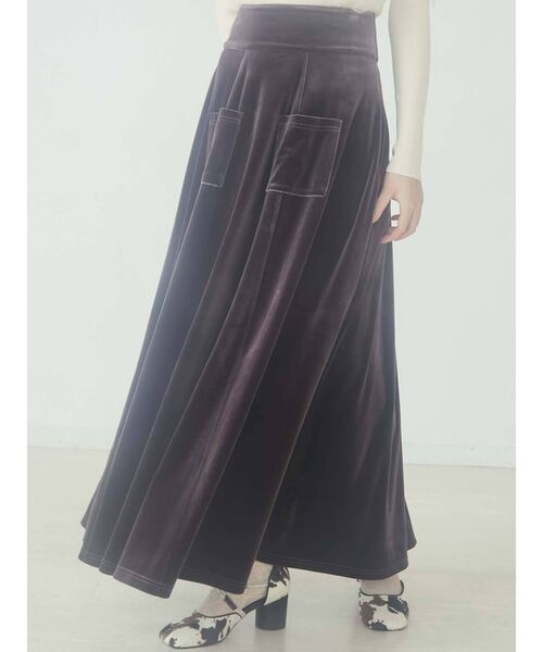 merry jenny（メリージェニー）の「【セットアップ】ベロアハイウエストロングスカート（スカート・レディース・ブラック/パープル/ブラウン/カーキ・FREE）」の6枚目の写真