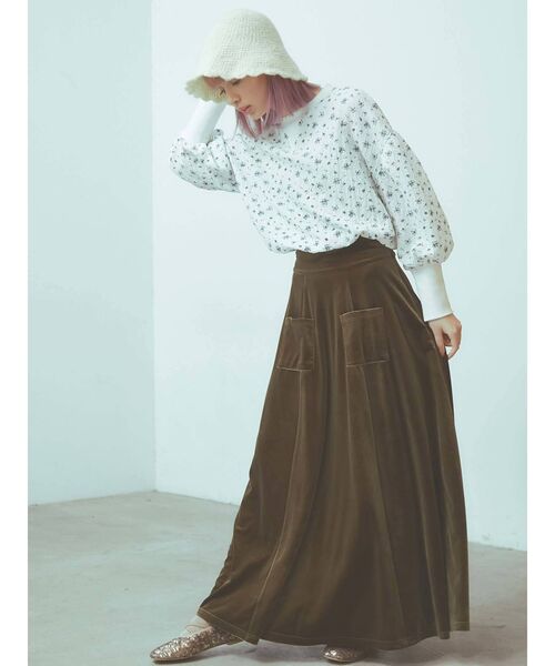 merry jenny（メリージェニー）の「【セットアップ】ベロアハイウエストロングスカート（スカート・レディース・ブラック/パープル/ブラウン/カーキ・FREE）」の10枚目の写真