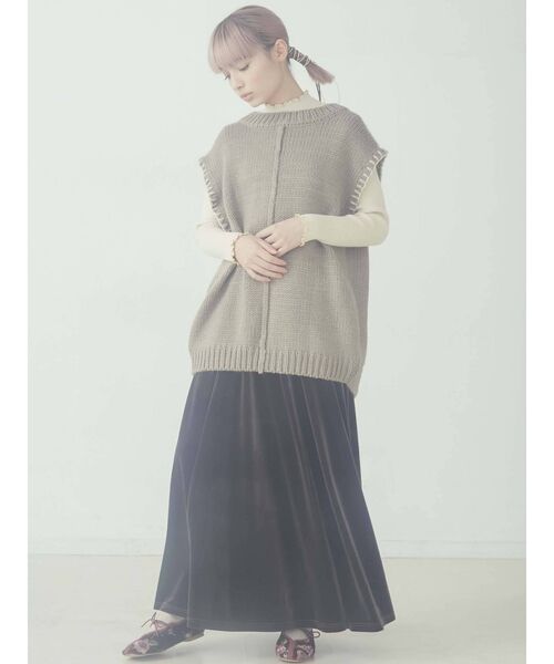 merry jenny（メリージェニー）の「【セットアップ】ベロアハイウエストロングスカート（スカート・レディース・ブラック/パープル/ブラウン/カーキ・FREE）」の12枚目の写真