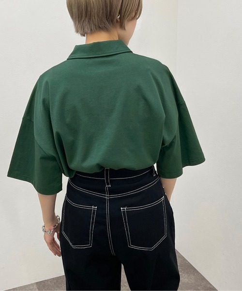 apres jour mignon（アプレジュールミニョン）の「ハーフジップTシャツ【ZOZOTOWN限定アイテム】（Tシャツ/カットソー・レディース・ダークグリーン/ナチュラル/ダークブルー・X-LARGE/フリー）」の22枚目の写真