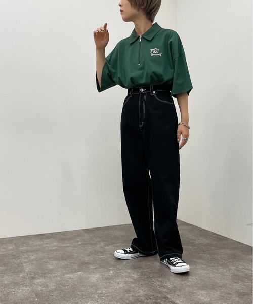 apres jour mignon（アプレジュールミニョン）の「ハーフジップTシャツ【ZOZOTOWN限定アイテム】（Tシャツ/カットソー・レディース・ダークグリーン/ナチュラル/ダークブルー・X-LARGE/フリー）」の6枚目の写真