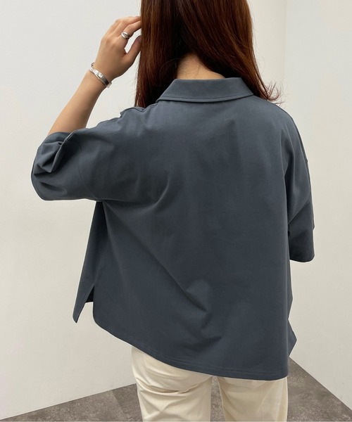 apres jour mignon（アプレジュールミニョン）の「ハーフジップTシャツ【ZOZOTOWN限定アイテム】（Tシャツ/カットソー・レディース・ダークグリーン/ナチュラル/ダークブルー・X-LARGE/フリー）」の7枚目の写真