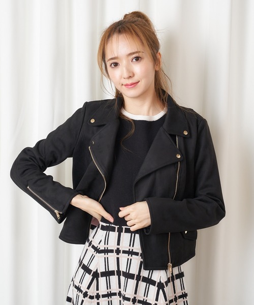 MIIA（ミーア）の「ライダースジャケット（ライダースジャケット・レディース・ブラック/ベージュ/ブラック系その他/ベージュ系その他・FREE）」の3枚目の写真