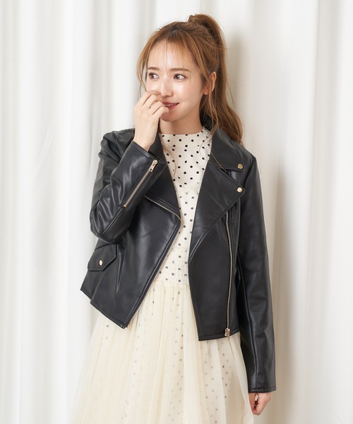 MIIA（ミーア）の「ライダースジャケット（ライダースジャケット・レディース・ブラック/ベージュ/ブラック系その他/ベージュ系その他・FREE）」の11枚目の写真