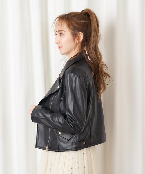 MIIA（ミーア）の「ライダースジャケット（ライダースジャケット・レディース・ブラック/ベージュ/ブラック系その他/ベージュ系その他・FREE）」の19枚目の写真