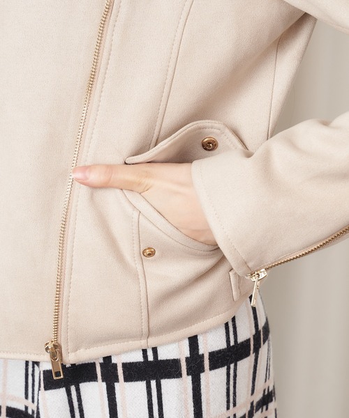 MIIA（ミーア）の「ライダースジャケット（ライダースジャケット・レディース・ブラック/ベージュ/ブラック系その他/ベージュ系その他・FREE）」の18枚目の写真