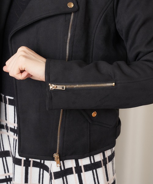 MIIA（ミーア）の「ライダースジャケット（ライダースジャケット・レディース・ブラック/ベージュ/ブラック系その他/ベージュ系その他・FREE）」の15枚目の写真