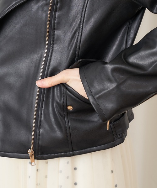 MIIA（ミーア）の「ライダースジャケット（ライダースジャケット・レディース・ブラック/ベージュ/ブラック系その他/ベージュ系その他・FREE）」の12枚目の写真