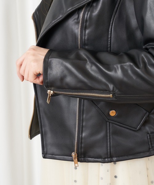 MIIA（ミーア）の「ライダースジャケット（ライダースジャケット・レディース・ブラック/ベージュ/ブラック系その他/ベージュ系その他・FREE）」の10枚目の写真