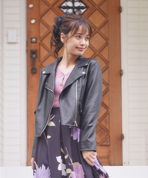 MIIA（ミーア）の「ライダースジャケット（ライダースジャケット・レディース・ブラック/ベージュ/ブラック系その他/ベージュ系その他・FREE）」の6枚目の写真