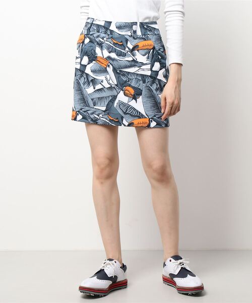Loudmouth（ラウドマウス）の「LOUDMOUTH/ラウドマウス ゴルフウェア 総柄 UVカット ストレッチ ひざ上 ミニ丈 スカート（スカート・レディース・イエロー系その他/ブラック×ホワイト/グレー系その他/オレンジ系その他/ブルー系その他/ホワイト系その他/ブラック系その他/ライトグレー系/レッド系その他・LL/L/S/M）」の4枚目の写真
