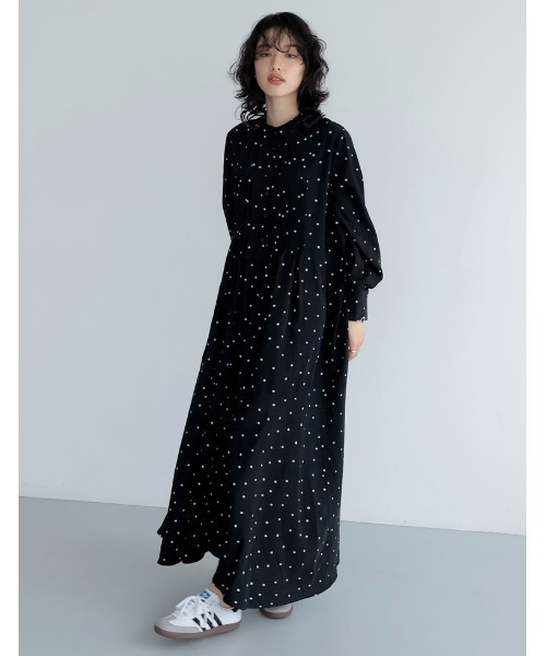 Re:EDIT（リエディ）の「[低身長/高身長サイズ有]ヴィンテージプリントフレアワンピース（シャツワンピース・レディース・ブラック/ピンク/ブルー/アイボリー/ホワイト系その他/ブラック系その他/ブラック系その他2/ブラック系その他3/ホワイト系その他2・MEDIUM/LARGE/SHORT/TALL）」の14枚目の写真