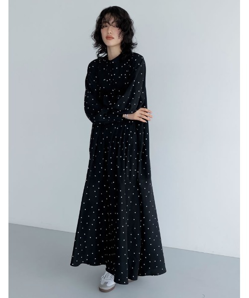 Re:EDIT（リエディ）の「[低身長/高身長サイズ有]ヴィンテージプリントフレアワンピース（シャツワンピース・レディース・ブラック/ピンク/ブルー/アイボリー/ホワイト系その他/ブラック系その他/ブラック系その他2/ブラック系その他3/ホワイト系その他2・MEDIUM/LARGE/SHORT/TALL）」の10枚目の写真