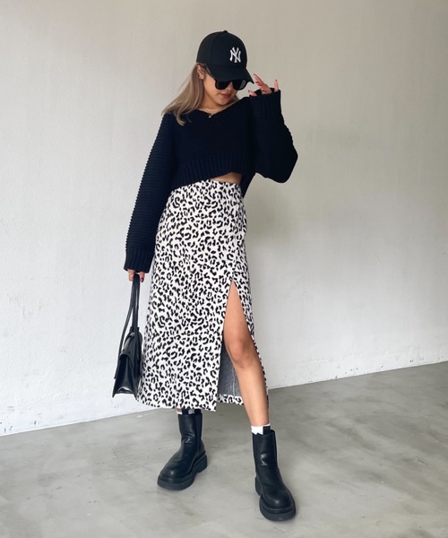 【極美品】ROCHAS シャギー レオパード タイトスカート SHAGGIE（シャギー）の「サイドスリットレオパードロング