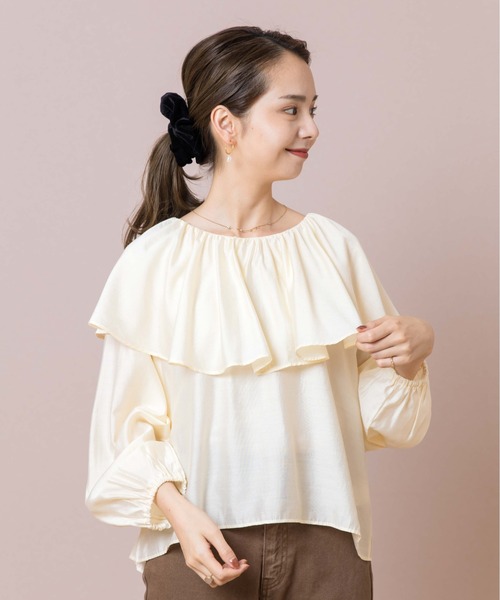 flower（フラワー）の「スウェイングカラーブラウス（シャツ/ブラウス・レディース・ベージュ/アイボリー・FREE）」の19枚目の写真
