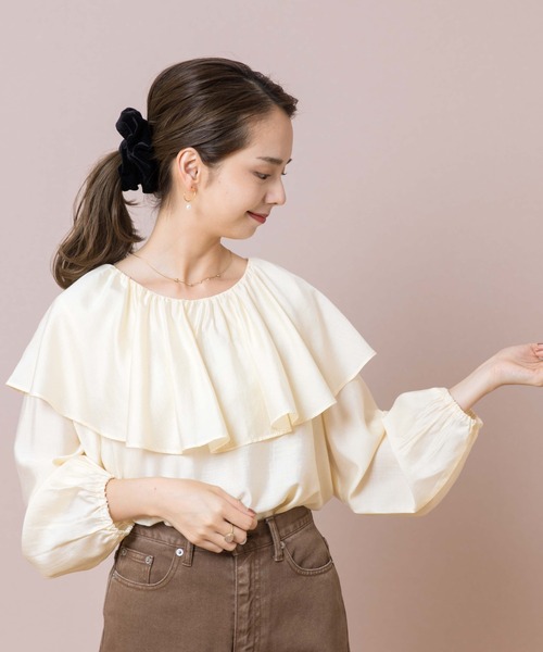 flower（フラワー）の「スウェイングカラーブラウス（シャツ/ブラウス・レディース・ベージュ/アイボリー・FREE）」の9枚目の写真