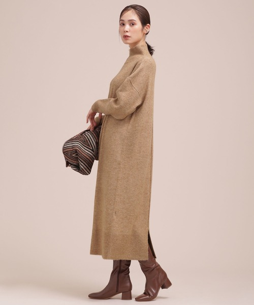 NANO universe（ナノユニバース）の「WEB限定/ハイネックロングニットワンピース 長袖（ワンピース・レディース・アイボリー/キャメル/チャコール・マルチサイズ）」の10枚目の写真