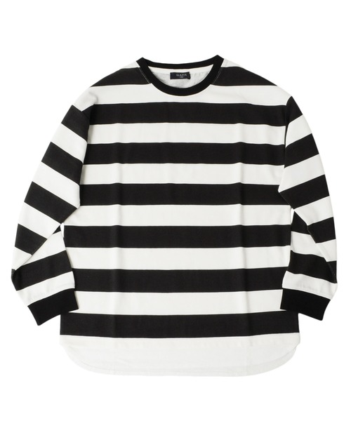 GLAZOS（グラソス）の「厚手天竺・ドロップショルダーフェイクレイヤードボーダー長袖Tシャツ（Tシャツ/カットソー・キッズ・カーキ/チャコールグレー/ブラック/ホワイト・130cm/160cm/140cm/150cm/170cm）」の3枚目の写真