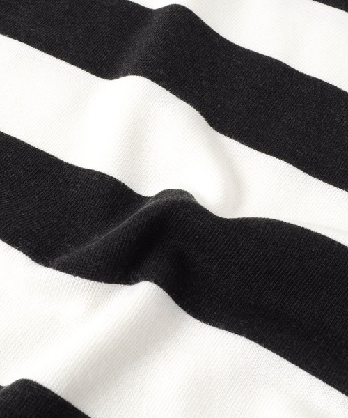 GLAZOS（グラソス）の「厚手天竺・ドロップショルダーフェイクレイヤードボーダー長袖Tシャツ（Tシャツ/カットソー・キッズ・カーキ/チャコールグレー/ブラック/ホワイト・130cm/160cm/140cm/150cm/170cm）」の10枚目の写真