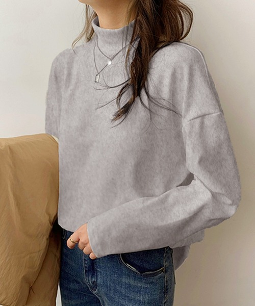 Girly Doll（ガーリードール）の「ハイネックオーバーサイズプルオーバー（Tシャツ/カットソー・レディース・ホワイト/ブラック/グレー/モカ・FREE）」の3枚目の写真