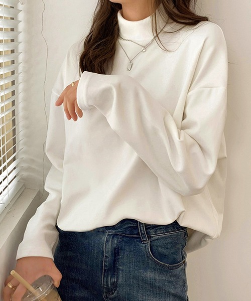 Girly Doll（ガーリードール）の「ハイネックオーバーサイズプルオーバー（Tシャツ/カットソー・レディース・ホワイト/ブラック/グレー/モカ・FREE）」の2枚目の写真