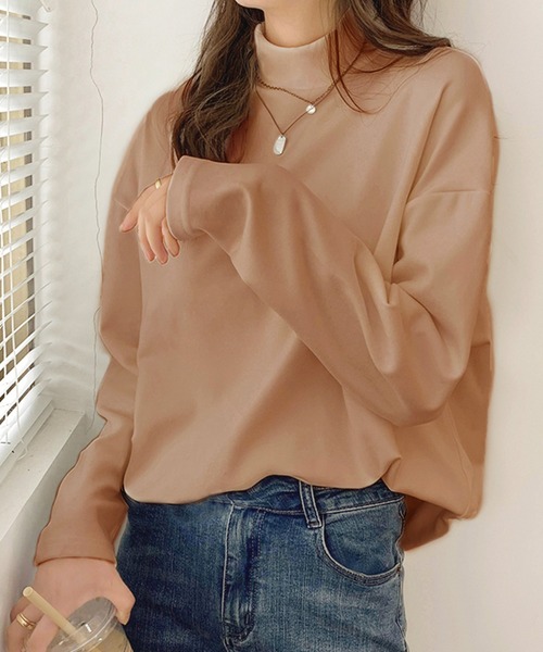 Girly Doll（ガーリードール）の「ハイネックオーバーサイズプルオーバー（Tシャツ/カットソー・レディース・ホワイト/ブラック/グレー/モカ・FREE）」の4枚目の写真