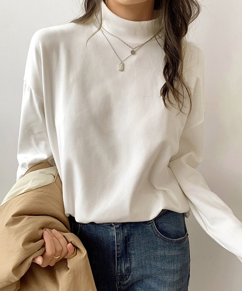 Girly Doll（ガーリードール）の「ハイネックオーバーサイズプルオーバー（Tシャツ/カットソー・レディース・ホワイト/ブラック/グレー/モカ・FREE）」の8枚目の写真