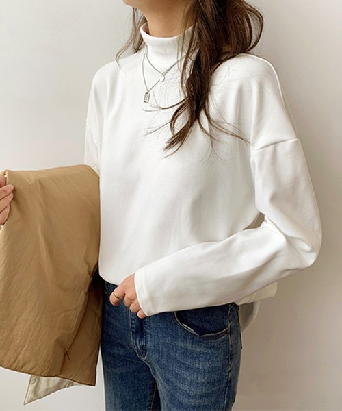 Girly Doll（ガーリードール）の「ハイネックオーバーサイズプルオーバー（Tシャツ/カットソー・レディース・ホワイト/ブラック/グレー/モカ・FREE）」の5枚目の写真