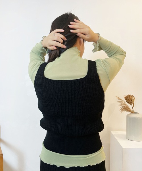 CEMONEMO（セモネモ）の「ラップ キャミ ニットビスチェ（ベスト・レディース・アイボリー/モカ/グレー/ブラック・FREE）」の10枚目の写真