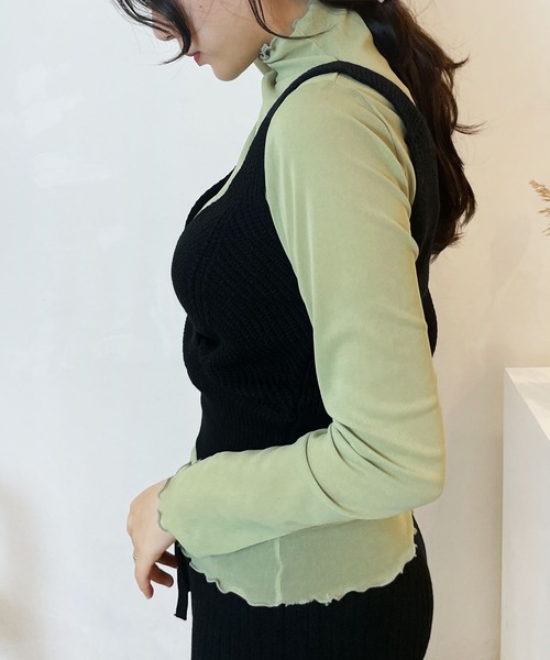 CEMONEMO（セモネモ）の「ラップ キャミ ニットビスチェ（ベスト・レディース・アイボリー/モカ/グレー/ブラック・FREE）」の8枚目の写真