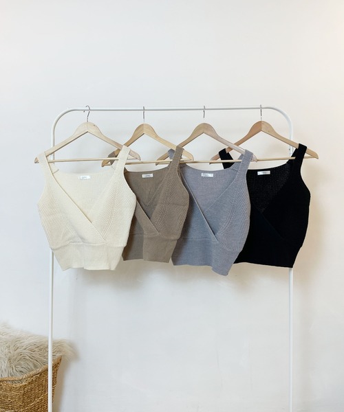 CEMONEMO（セモネモ）の「ラップ キャミ ニットビスチェ（ベスト・レディース・アイボリー/モカ/グレー/ブラック・FREE）」の17枚目の写真