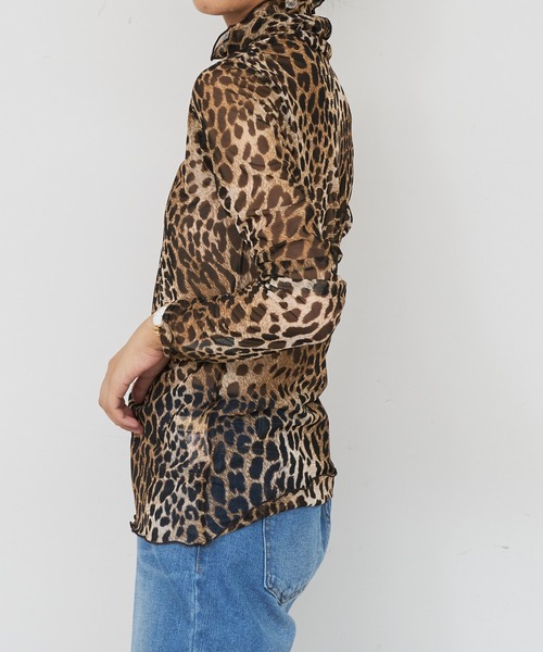 BONbazaar（ボンバザール）の「レオパードプリントハイネック（Tシャツ/カットソー・レディース・ベージュ/グレー・FREE）」の10枚目の写真